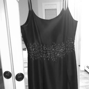 Classic Black Cocktail Dress with crystal accents